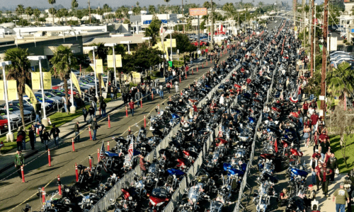 Motorcycles staging at West Coast Thunder Memorial Day Motorcycle Ride. Photo copyright West Coast Thunder Foundation.